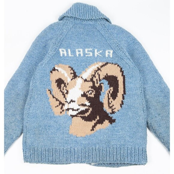 Cowichan Other - Vintage 60s Cowichan Sweater Adult Fits Small Alaska Ram Knit Lined Zip Blue